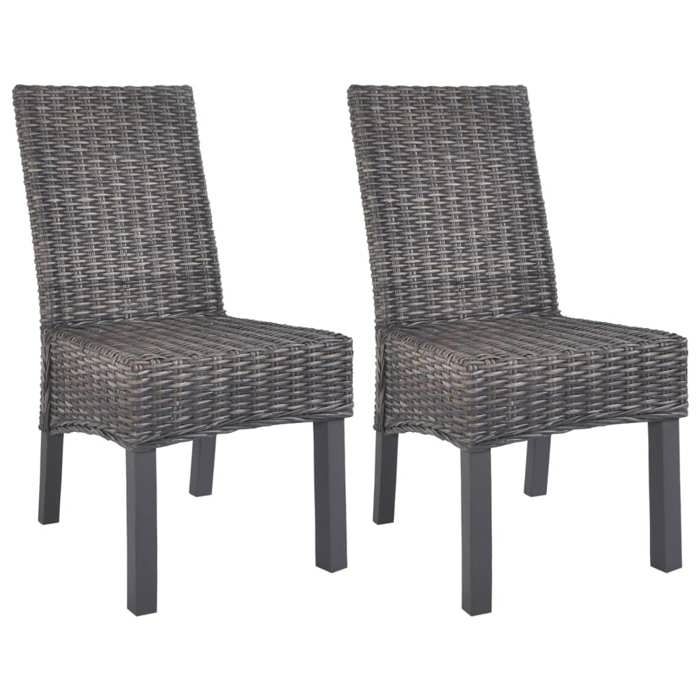vidaXL 2x Chaise de Salle à Manger Rotin Kubu Bois de Manguier Dîner Cuisine 246655
