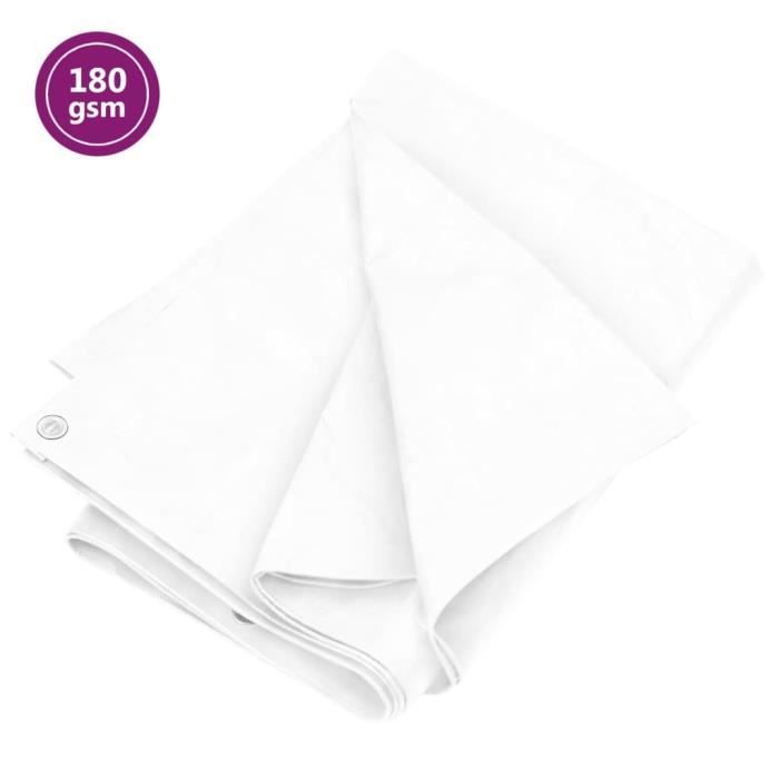 vidaXL Bâche 180 g-m² 6x6 m Blanc PEHD 151586