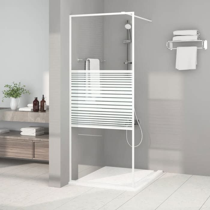 vidaXL Paroi de Douche Ecran Cabine de Douche Cloison de Douche Baignoire Salle de Bain Intérieur Blanc 80x195 cm Verre ESG 152150