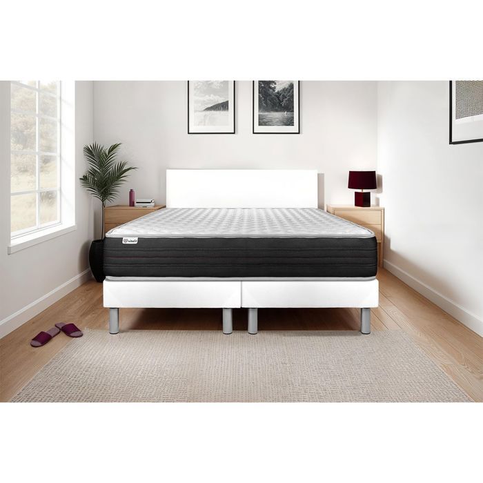 Ensemble Matelas Sommier 200x200 cm - 2 Sommiers Blanc - Vitalmemo One Blanc Ensemble Matelas Sommier 200x200 cm - 2 Sommiers Blanc - Vitalmemo One Blanc