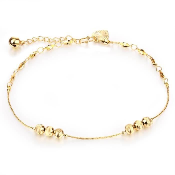Chaîne De Cheville Femme Plaqué Or 18k - Zirconium Brillant - Ajustable 20-30cm