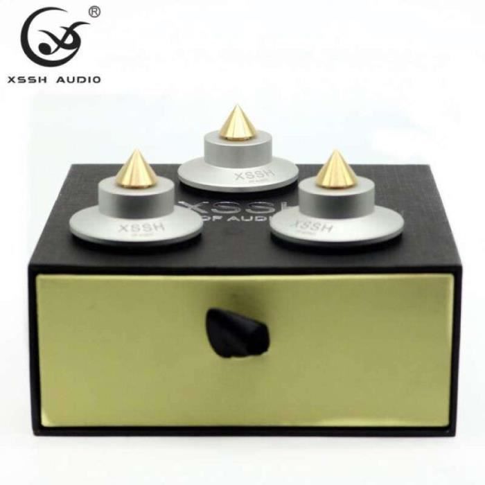 Pointes De Découplage Haut-Parleur Aluminium - 4 Cônes + Contre-Pointes + Coussinets EVA - Amélioration Son HiFi
