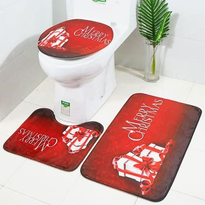 Tapis Salle De Bain 3 Pièces Antidérapant - Motif Marbre Vert - Contour WC Inclus - Polyester
