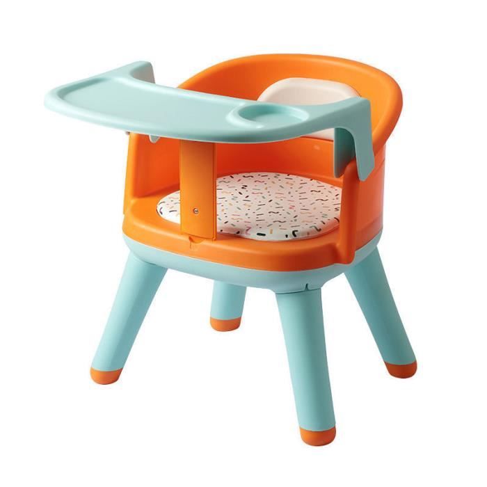 Chaise haute bébé 2 en 1, chaise de salle à manger avec plateau amovible +  assiette plate+revêtement en PVC sonore+coussin de siège
