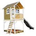 AXI Sarah Maison Enfant avec Bac à Sable & Toboggan gris | Aire de Jeux pour l'extérieur en marron & blanc | Maisonnette-1