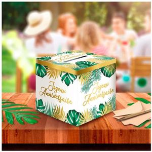 Urne Anniversaire THE REPLICANT - Thème Végétation Tropicale - 20x20x20 Cm - En Carton Écologique Pliable