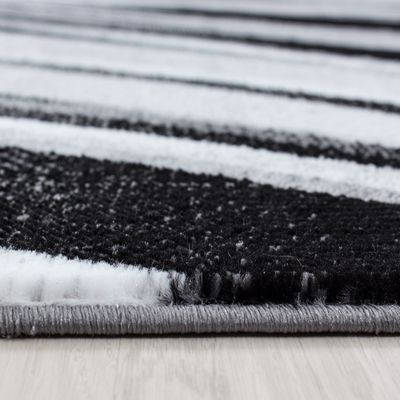 Tapis Salon Moderne 120x170cm Noir - Poils Courts Abstrait à Carreaux, Doux Et Résistant