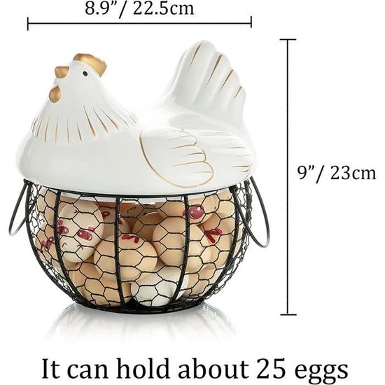 Panier à œufs En Métal Décoratif - 15x15x21 Cm, Rangement Cuisine Ferme, Pour Pâques, Pain, Fruits - 4