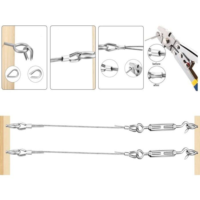 Kit Câble Acier Inox 30 M + Tendeurs M5 – Suspension Guirlandes, Lumières & Décoration Extérieure