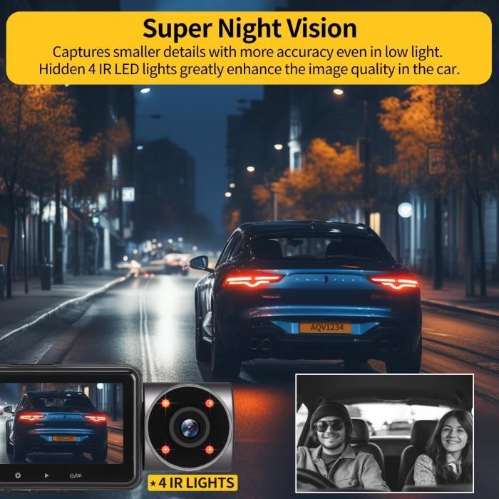 AQV ZD60 Caméra de Voiture 2K+1440P+1080P+1080P Dashcam Angle 170°+140°140° Vision  Nocturne Infrarouge G-sensor Avec 32Go Carte - Cdiscount Auto
