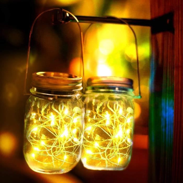 Guirlande Lumineuse Solaire Exterieure,30 LED 6,5 m Lampe de Cristal de Fée  Solaires étanches 8 modes,Lumiere Décoratives pour Jar - Cdiscount Maison