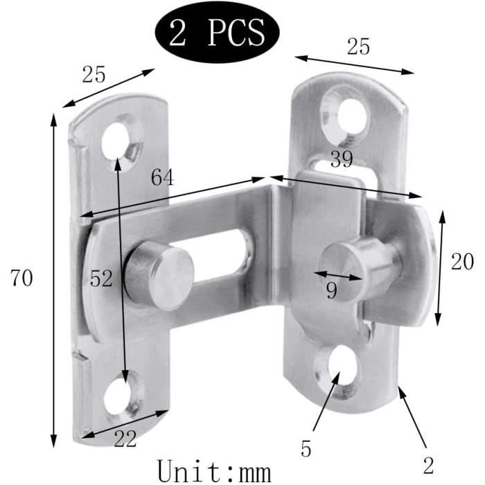 Loquet à Clé 90 Degrés - Alliage Zinc, Verrou Étanche Pour Porte, Tiroir, Armoire (7.6 Cm, Argenté)
