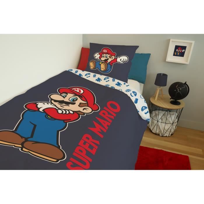Super Mario et Luigi, Parure de Lit Enfant, Housse de couette 140x200 cm,  Taie d'oreiller 63x63 cm - Cdiscount Maison