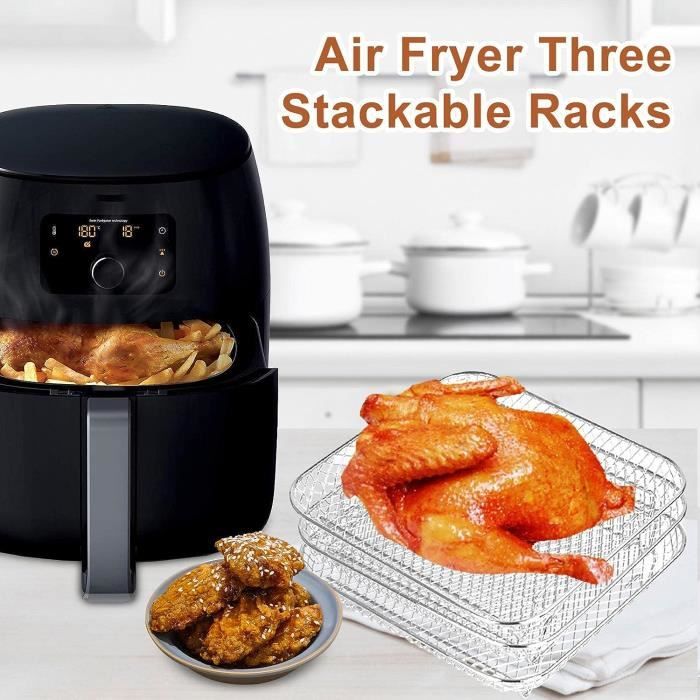 Air Fryer Trois Grilles Empilables - Grilles De Circulation D'Air Carrées  En Acier Inoxydable Pour Déshydrateur