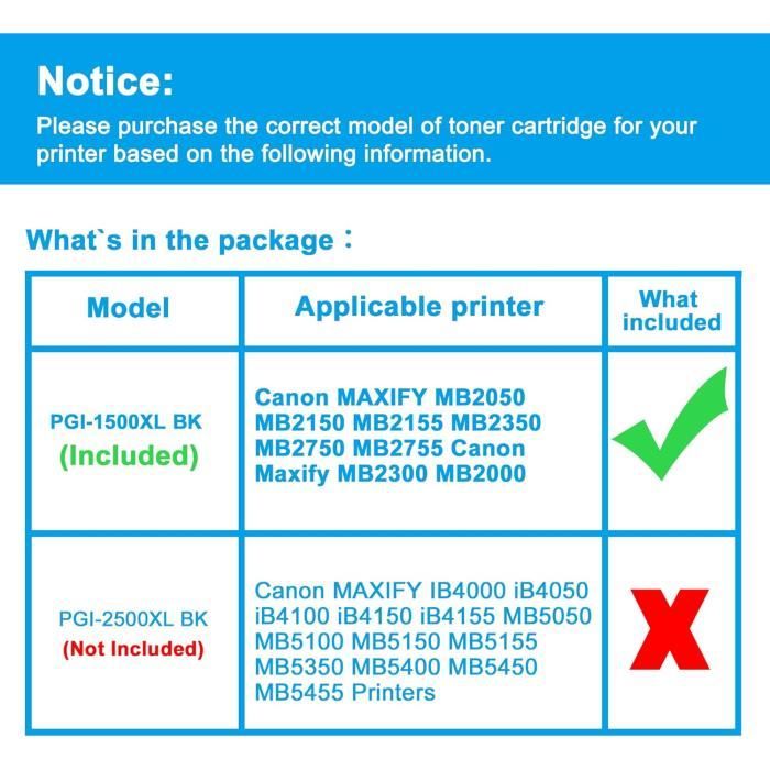 CANON Cartouche D'encre XL Noir PGI-1500XLBK MAXIFY MB2050/MB2350 34