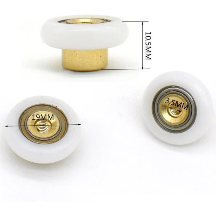 Lot De 4 Roues Pour Porte De Douche Coulissante - Diamètres 19mm 23mm 25mm 27mm - Atoplee