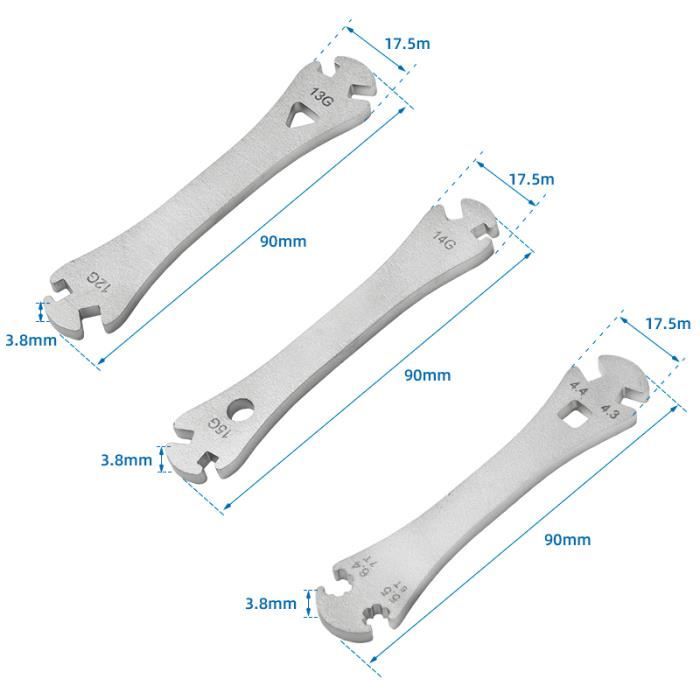 Garosa Clé de rayon Outil de vélo clé à rayons rayons de roue de vélo clé clé pneu fil d'acier