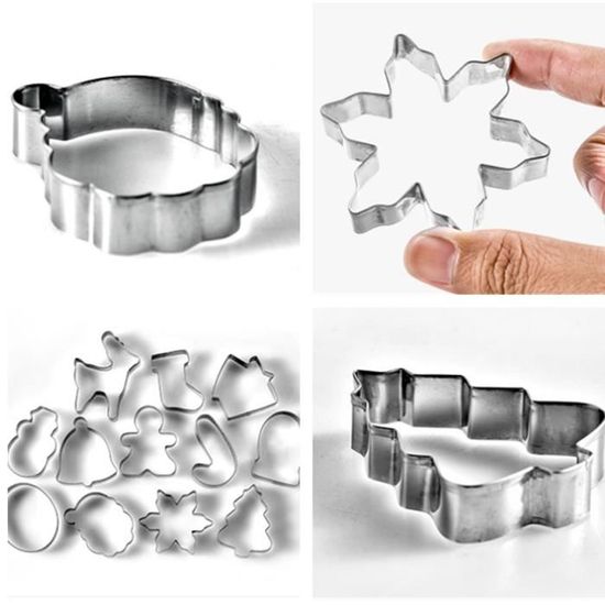 Lot De 12 Emporte-pièces Noël En Inox - Sapin, Bonhomme De Neige, Renne, Flocon... - Pour Biscuits, Pâte à Modeler - Bords Sûrs Et Tranchants