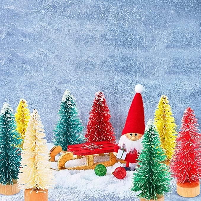 Lot De 6 Mini Sapins De Noël Artificiels Effet Neige - Décoration De Table En Sisal Et Bois - 4smile