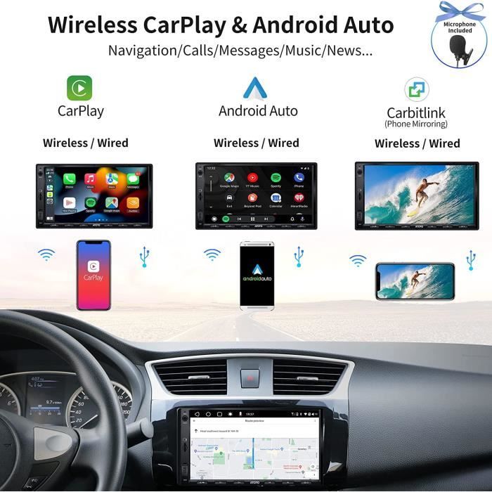 ATOTO S8 Standard Android Écrans de Tableau de Bord intégrés, Android Auto  et sans Fil CarPlay, Partage de Connexion USB, 2 Bluetooth, Vue arrière HD  avec LRV, Lien téléphonique et Plus S8G2A74SD