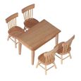 EJ.life table de maison de poupée Meubles de maison de poupée 1 table 4 chaises en bois 1:12 meubles miniatures pour enfants-3