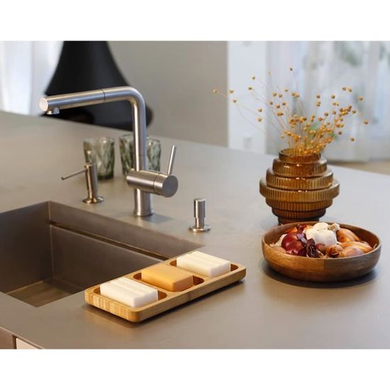 Myga Porte-savon en bois naturel pour douches Drainage de leau Accessoires de cuisine lavabos de salle de bain et lavabo Fait à la main