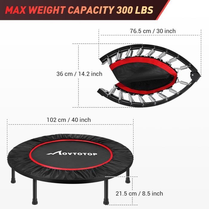 MOVTOTOP Trampoline Fitness 52 pouces Mini Trampoline Exterieur