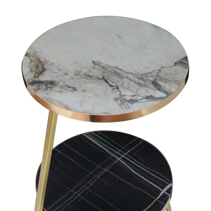 Table d'appoint guéridon BELL SIDE Marbre Gris quartz/ noir CLASSICON