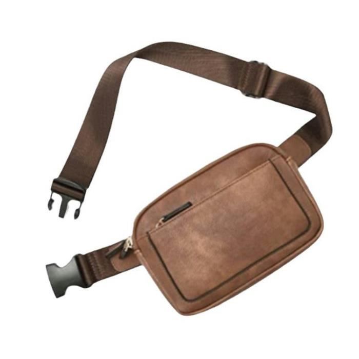 Sac Banane En Cuir Impermeable Élégant - Sac Ceinture Portable Multifonctionnel Pour Hommes Et Femmes, Idéal Voyages Et Sport (Noir)