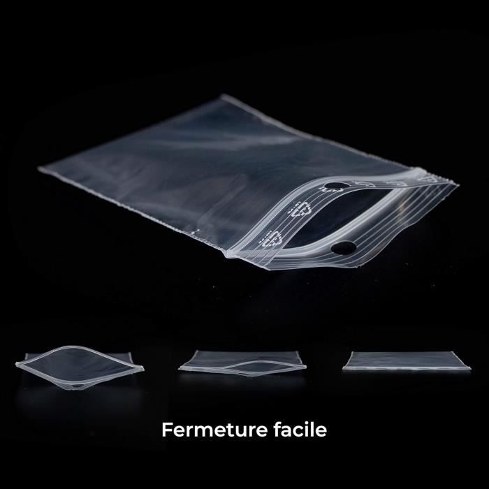 Lot de 1000 Sachets à Fermeture Zip Refermable Transparent - pour ...