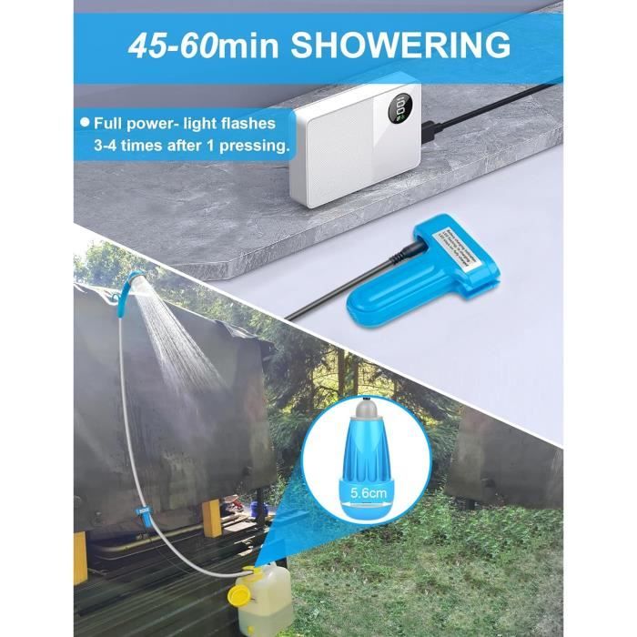 Douche Portable Eubestchoice 6000mAh – Rechargeable USB – 4 Jets – Pour Camping