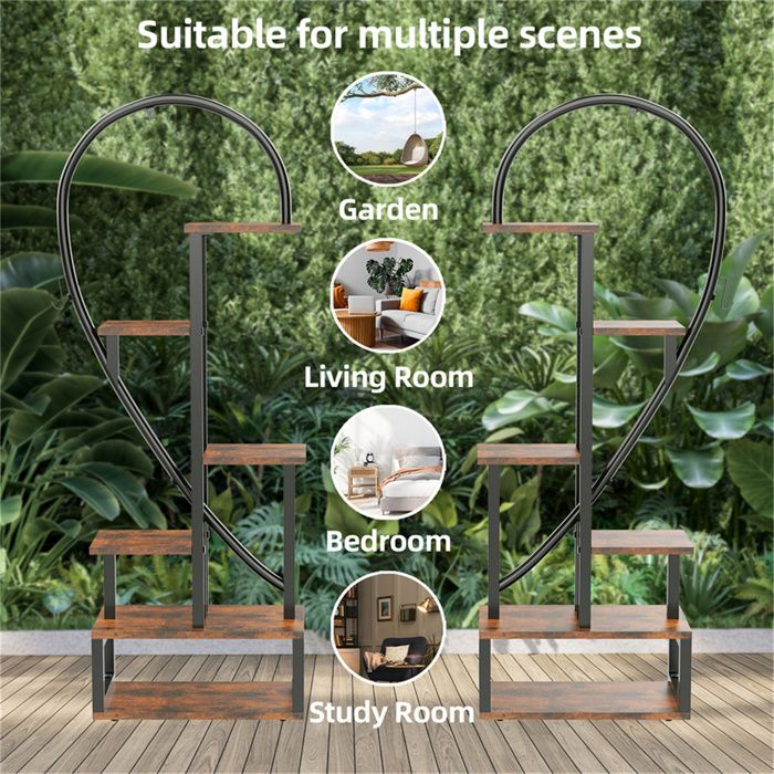 RELAX4LIFE Étagère à Fleurs 4 Niveaux Fer Forgé Noir – Porte-Plantes Intérieur Extérieur Stable & Décoratif