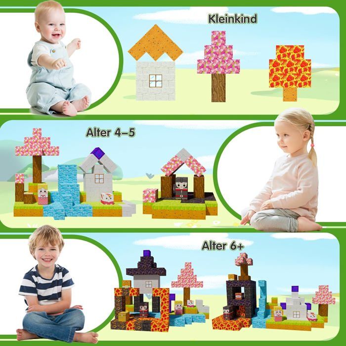 330 Pièces Blocs Magnétiques 2CM - Set Construction Éducatif Pour Enfants 3 à 12 Ans - Aimants Puissants