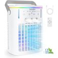 Refroidisseur d’air 4-en-1 portable – Climatiseur par évaporation avec humidification – Réservoir de 1000 ml – Télécommande inclus