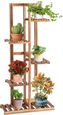 GOPLUS Support pour Plantes/Étagère à Fleurs avec 4 Étagères,Support de Pot en Bois Décoratif pour Balcon,Jardin,99x25x64,5CM-0