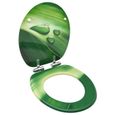 5824Maison|Abattant WC Siège de toilette avec couvercle Deluxe,Assemblage Facile Cuvette WC fermeture en douceur MDF Vert Gouttes d'-0