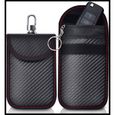 Lot de 2 sacs de blocage de signal RFID pour clé de voiture, housse de protection anti-RFID en fibre de carbone-0