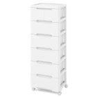 COSTWAY Tour de Rangement à Roulettes,7 Tiroir Meuble Rangement en Plastique pour Bureau,École,Salle de Bain,Papeterie,Chambre