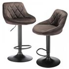 Lot de 2 Tabourets de bar - MIPAN - VeloursTabouret de comptoir rembourré - Réglable en hauteur 85-105 cm - Marron