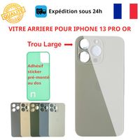 VITRE ARRIERE COMPATIBLE IPHONE 13 PRO OR ADHESIF GROS TROU