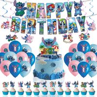 Mignon Stitch Fête D’anniversaire Décorations Ballons Gâteau Toppers Bannière pour Enfants Fête D’anniversaire Fournitures