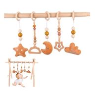 Lot de 5 pendentifs en bois pour bébé - Arche de jeu pour bébé - Jouet de gym pour bébé - Arche de jeu - En bois - poussette,(kaki)