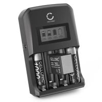CELLONIC® Chargeur de Piles AA AAA 9V avec 4 Slots Chargeur AAA AA avec Écran Chargeur Rapide pour Piles Rechargeables 