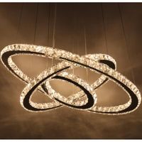 Lustres LED Moderne, 68W Dimmable Plafonnier en Cristal, pour Salon Salle à manger - 3 Anneau (Ø 40+60+80 cm)