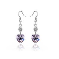 LCC®Boucles d'oreilles élégantes pendantes cœur de l'océan Argent  cristal violet claire swarovski Autrichien diamants Rhinestone 