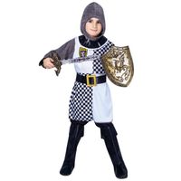 Déguisement soldat croisé garçon - 7-9 ans (120/130 cm) - Blanc - Tissu effet cotte de maille - Carnaval