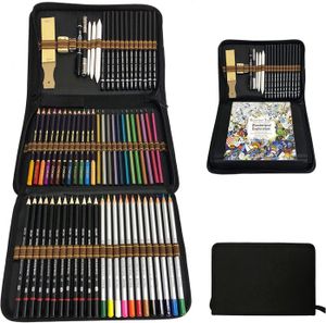 CRAYON DE COULEUR multicolore Zzone Crayons de couleur Croquis Kit ,71pcs Set de dessin pour enfants Outils pour Dessiner.Inclus colorées, aquarelle,