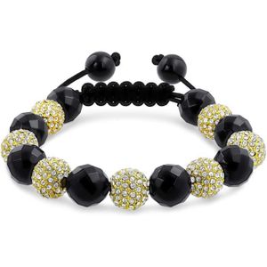 BRACELET - GOURMETTE Noire Navy Blue Gold Tone Bead Pave Cristal Ball Shamballa Inspired Bracelet Women For Men Cord String Adjustable 12Mm[u6165]