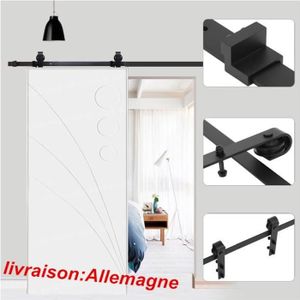 PORTE COULISSANTE Tringle Rail Porte Coulissante Suspendu 2M - SQY Boutique - Modèle A - Noir - Acier