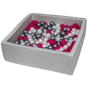 PISCINE À BALLES Piscine à balles pour enfant - Velinda - 24172 - Dimensions 90x90 cm - 300 balles perle - Rose/Argent